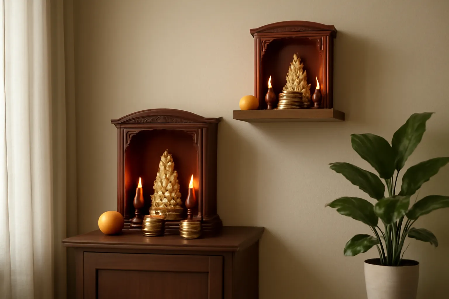Hai ban thờ đặt ở hai tầng khác nhau trong nhà